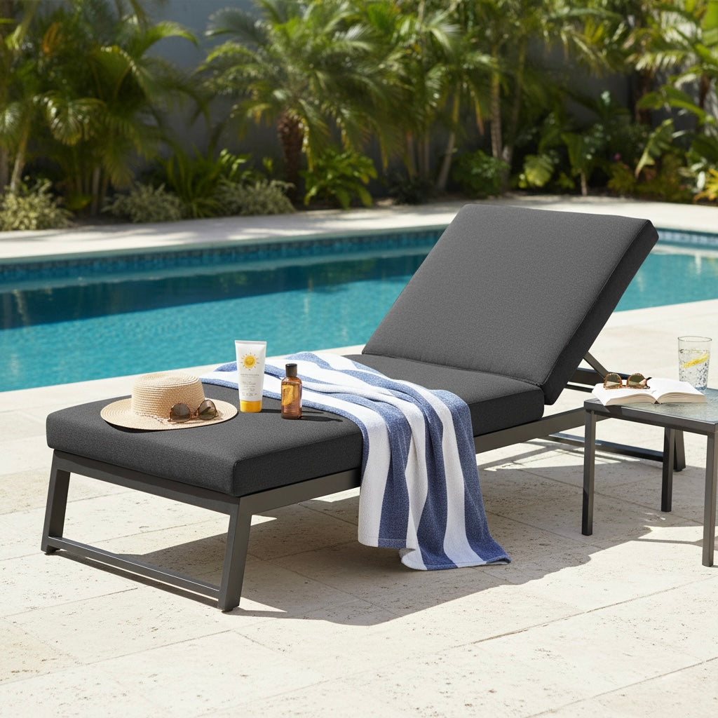 Outdoor Sonnenliege Heritage 100% LIKA-TEX® Bezug in Lava (anthrazit) / Wetterfest