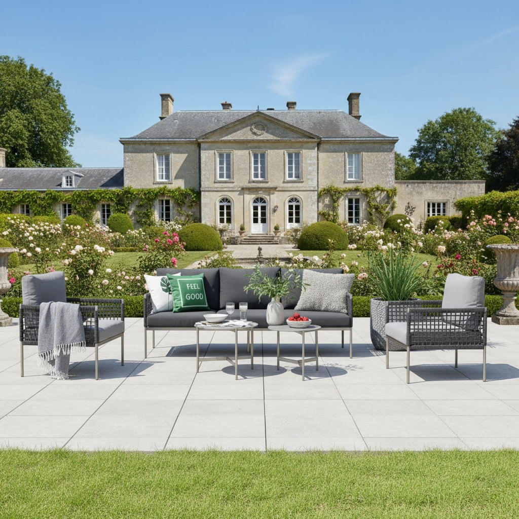 Premium Gartenmöbel Set Edelstahl / Rope Lounge Set Vogue