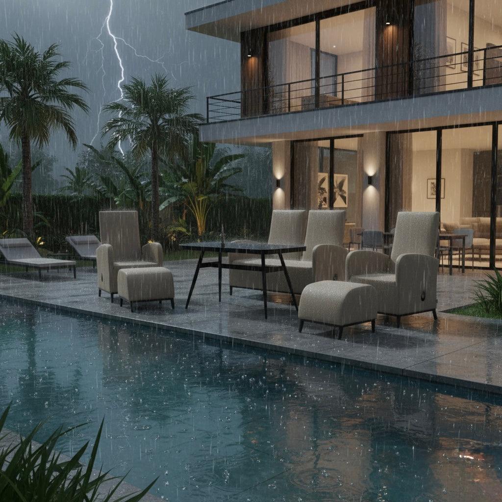 Outdoor Dining Lounge Set Oasis 100% wetterfest LIKA-TEX® Bezug sand (natur) / Rücken verstellbar