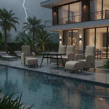 Outdoor Dining Lounge Set Oasis 100% wetterfest LIKA-TEX® Bezug sand (natur) / Rücken verstellbar