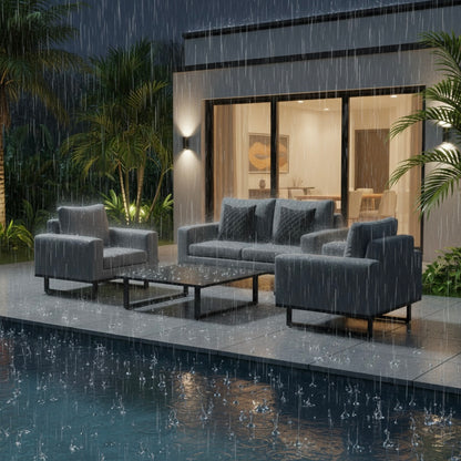 Outdoor Lounge Set Sava 100% wetterfest mit LIKA-TEX® Bezug sand (natur)