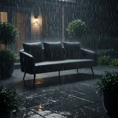 Luxus Outdoor Set Puro- bestehend aus: Ovaler Puro Tisch, 1 x Sofa Puro + 3 x Puro Stapelsessel / 100% wetterfest LIKA-TEX® Bezug anthrazit