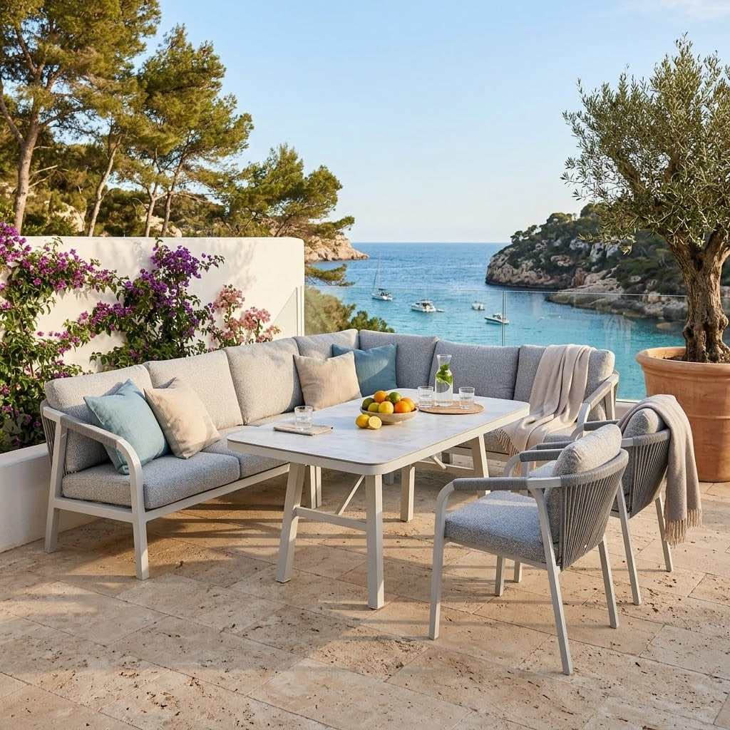 ✨ SEPTEMBER SPECIAL 🍂  LUXUS PUR! Eck - Lounge Set Harvey inkl. 2 Sessel in der Farbe Off White / wetterfest