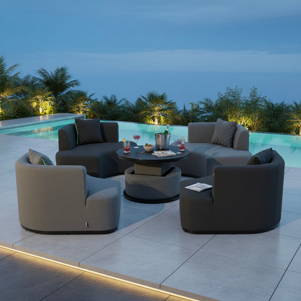 Outdoor Lounge Set Kuredu 100% wetterfest LIKA-TEX® Bezug grau/anthrazit
