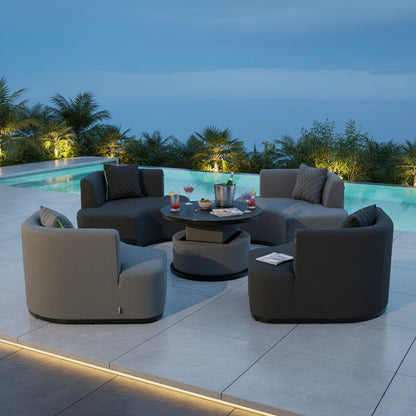 Outdoor Lounge Set Kuredu 100% wetterfest LIKA-TEX® Bezug grau/anthrazit