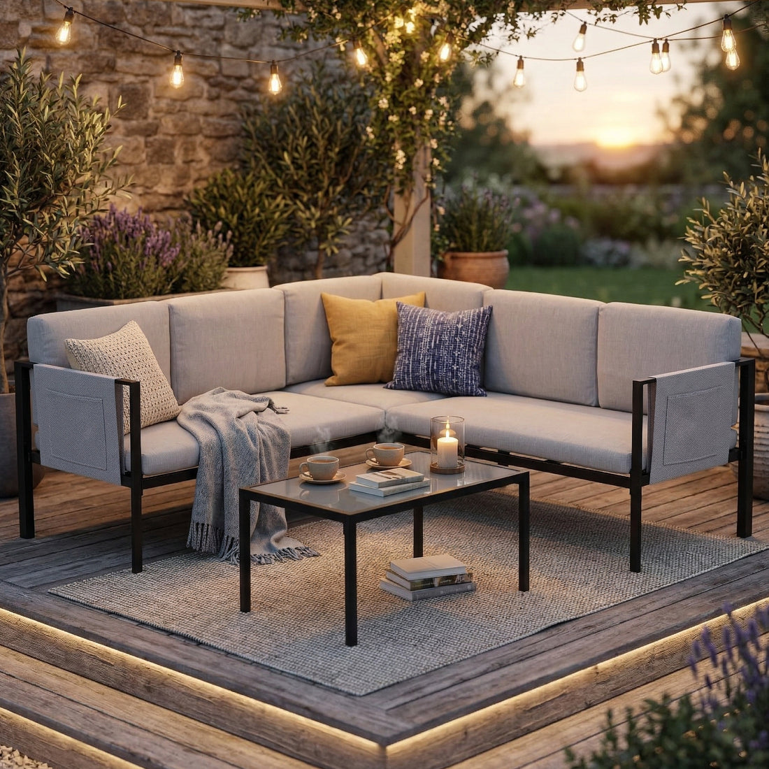 🌼FRÜHLINGS-ANGEBOT🌼 Gartenmöbel Set Kos, 4-teilige Ecklounge mit cleveren Staufächern, Funktional, modern & unschlagbar günstig!