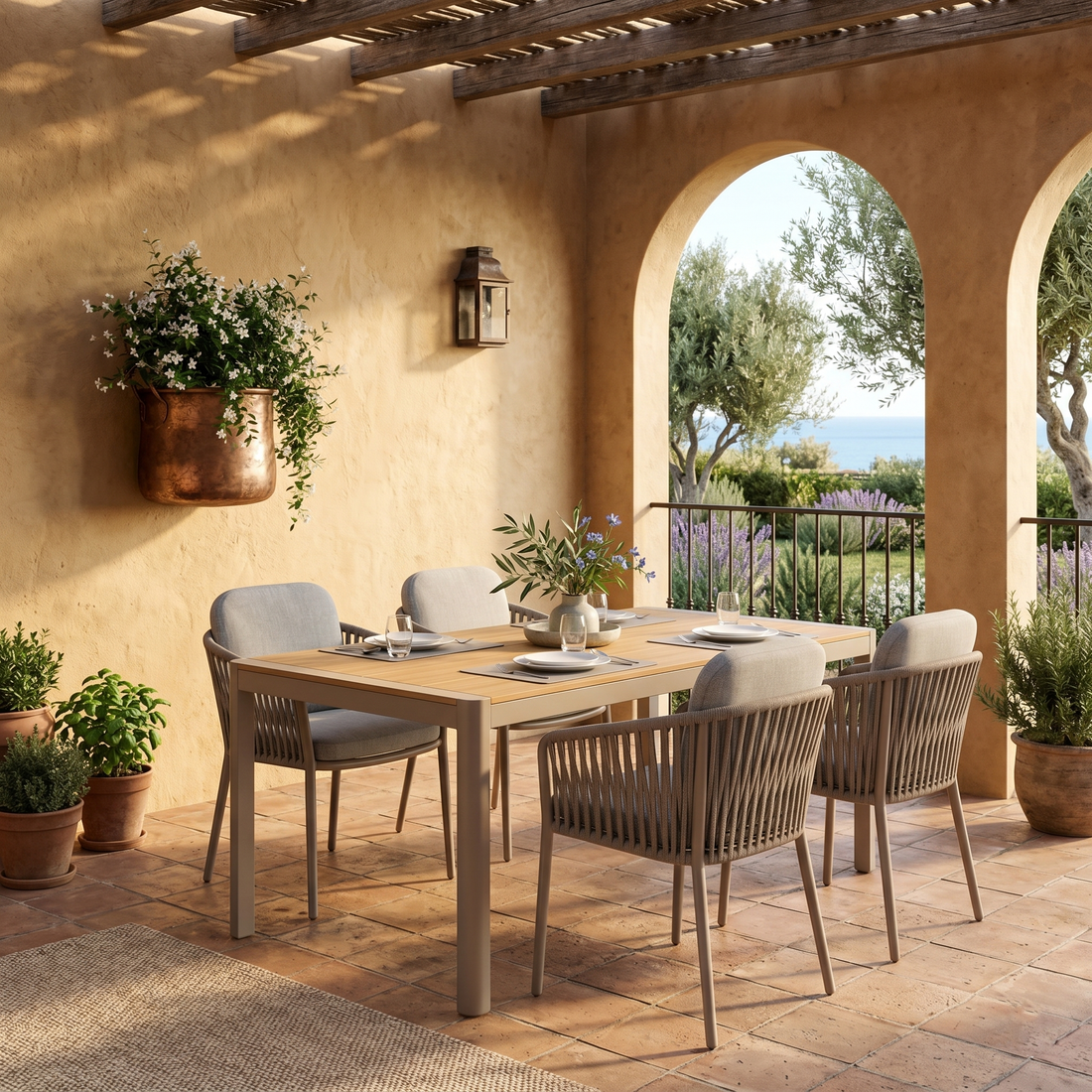 Natürlich. Modern. Komfortabel. – Dining-Set Liora &amp; Meran für 4 Personen