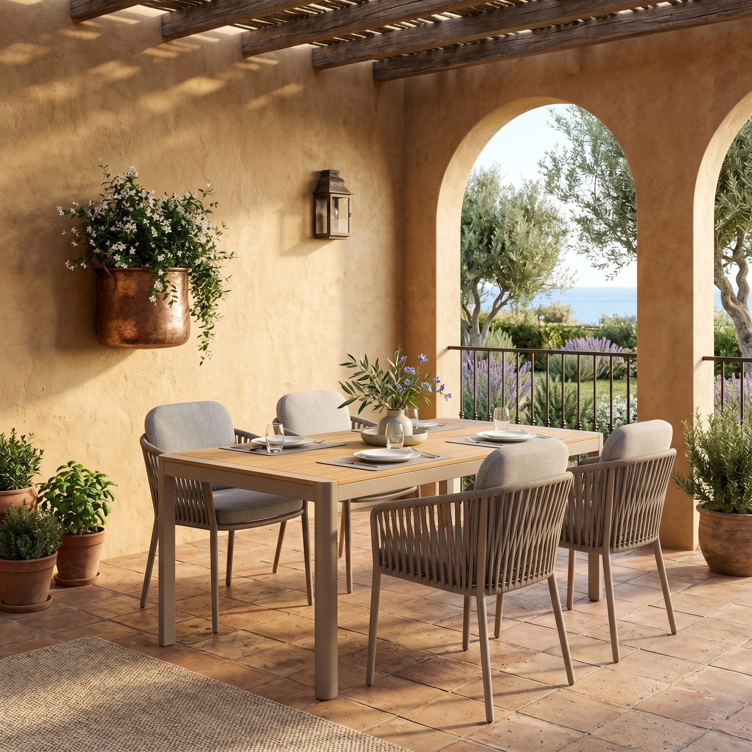 Natürlich. Modern. Komfortabel. – Dining-Set Liora &amp; Meran für 4 Personen