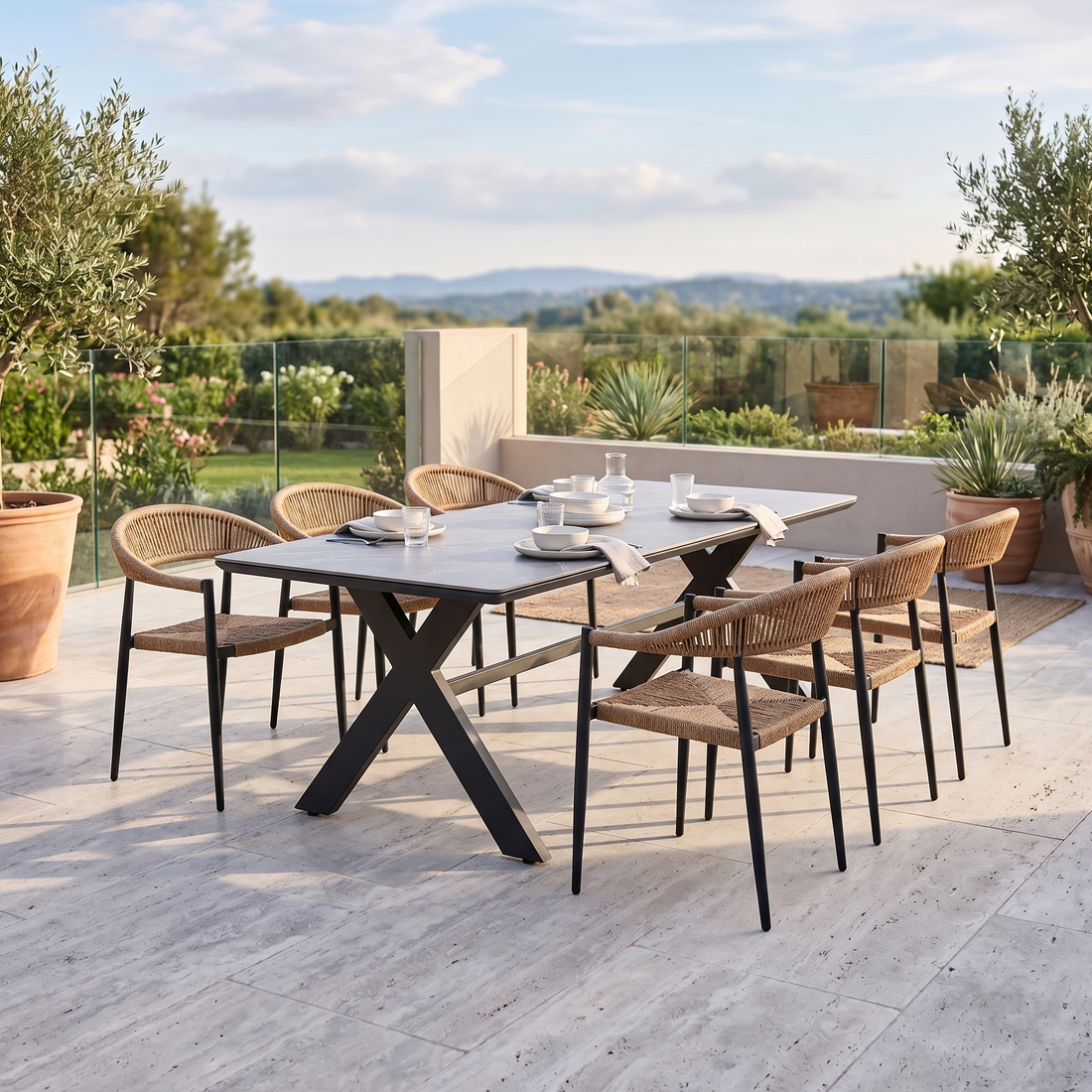 Natürlich modern – Essgruppe Luis & Avantage 210 cm Tisch – Modernes Outdoor-Dining für 6 Personen