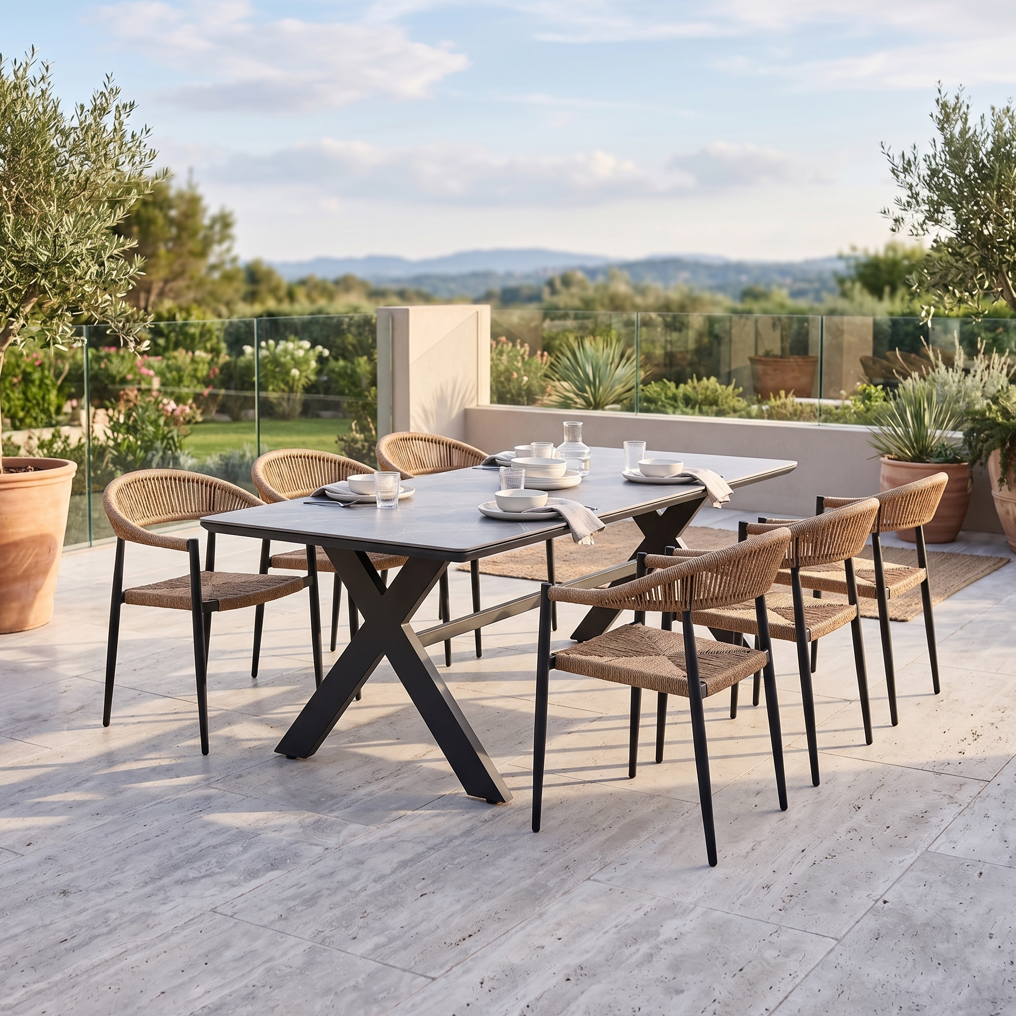 Natürlich modern – Essgruppe Luis &amp; Avantage 210 cm Tisch – Modernes Outdoor-Dining für 6 Personen