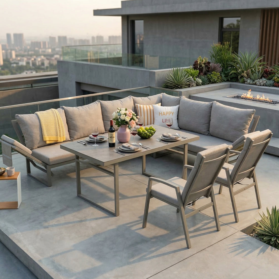 🌼FRÜHLINGS-ANGEBOT🌼 MADRI SET UND 2 x ARCTIC MOVE SESSEL - Alu / Polyrope Cord Dining Ecklounge Set Madri Deluxe 3in1 Funktion variabel stellbar absenkbare Armlehnen