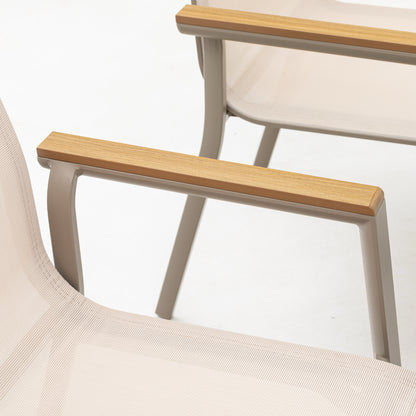 ☀️Summer Deal !☀️  7-tlg. Dining Gruppe Meran XL Natur / Aluminium kombiniert mit Nonwood - Teak Look Elementen