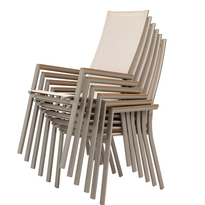 ☀️Summer Deal !☀️  7-tlg. Dining Gruppe Meran XL Natur / Aluminium kombiniert mit Nonwood - Teak Look Elementen