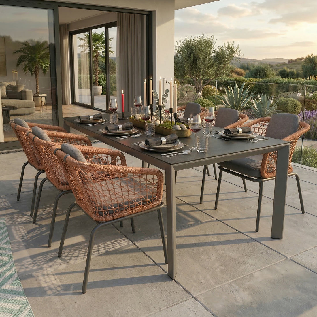 ☀️Summer Deal !☀️  Hochwertiger Lifestyle! Outdoor Essgruppe MODENA KUPFER mit Premium 220cm Tisch