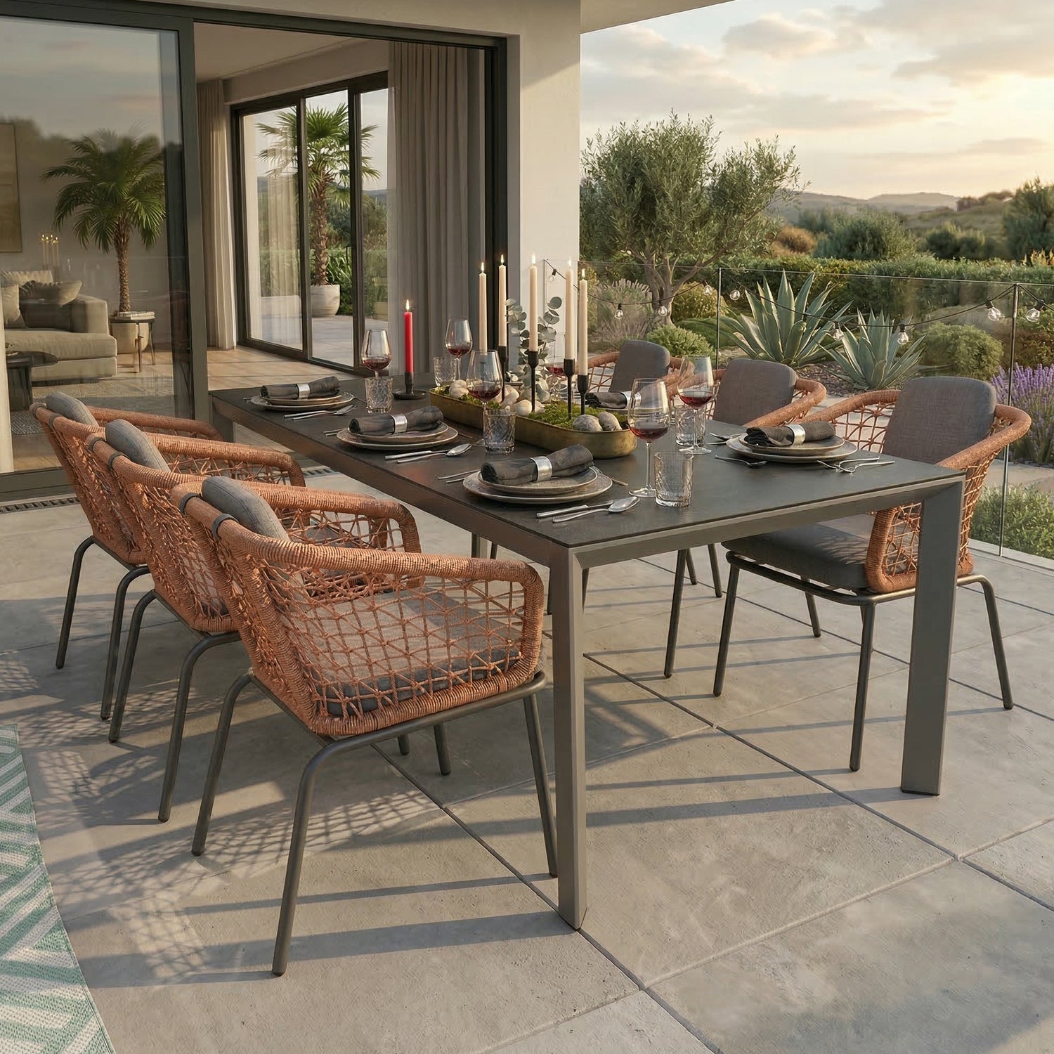 ☀️Summer Deal !☀️  Hochwertiger Lifestyle! Outdoor Essgruppe MODENA KUPFER mit Premium 220cm Tisch