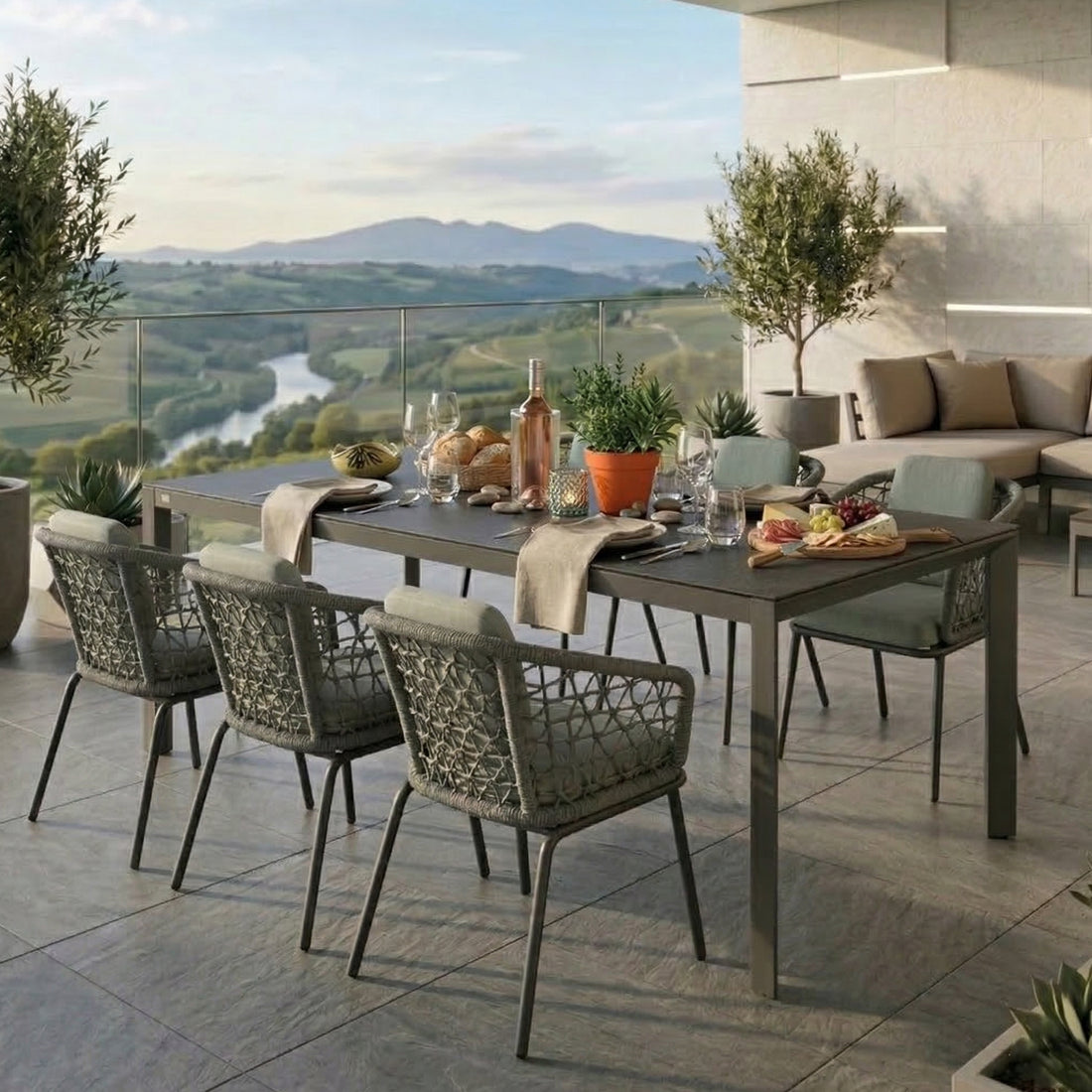 ☀️Summer Deal !☀️  Hochwertiger Lifestyle! Outdoor Essgruppe MODENA MINT mit Premium 220cm Tisch