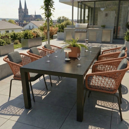 Hochwertiger Lifestyle! Outdoor Essgruppe MODENA KUPFER mit MADRI Tisch 220cm