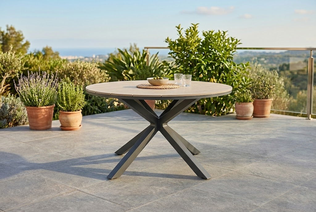 Aluminium / Nonwood Tisch Volterra ø122x75cm oak - Runder Tisch