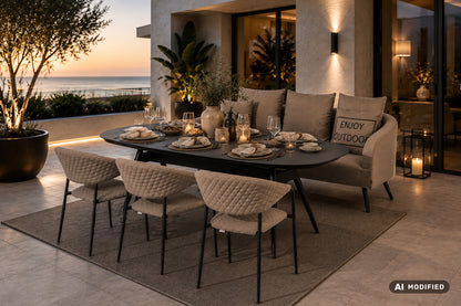 ☀️⛱️🏝️ DEAL OF THE WEEK ☀️⛱️🏝️ Luxus Outdoor Set Puro- bestehend aus: Ovaler Puro Tisch, 1 x Sofa Puro + 3 x Puro Stapelsessel / 100% wetterfest LIKA-TEX® Bezug natur