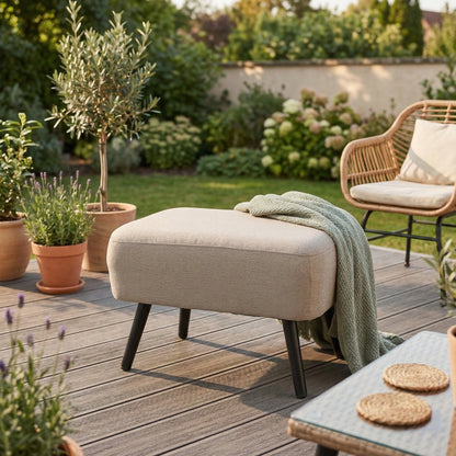 LUXUS! Outdoor Hocker Puro 100% wetterfeste LIKA-TEX® Bezug sand (natur)
