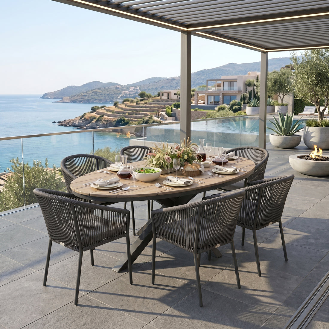 Gartenmöbel-Set Volterra Oak &amp; Manhattan – Stilvoller Komfort für gesellige Stunden im Freien