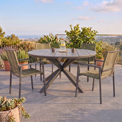 5 tlg Garten-Set Volterra Grau &amp; Zoe in grün – Stilvoll genießen im Freien