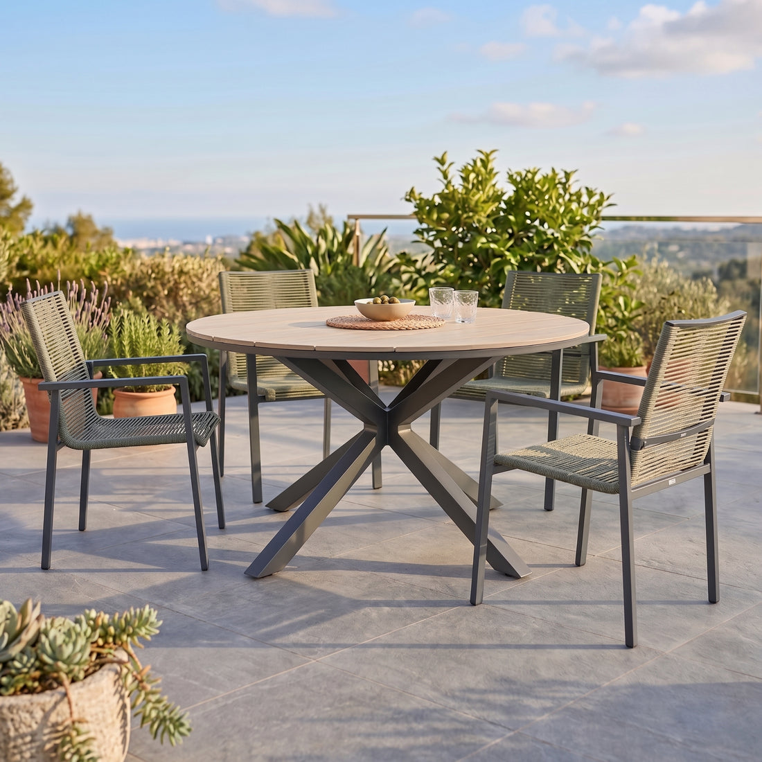 5 tlg Garten-Set Volterra & Zoe in grün – Stilvoll genießen im Freien