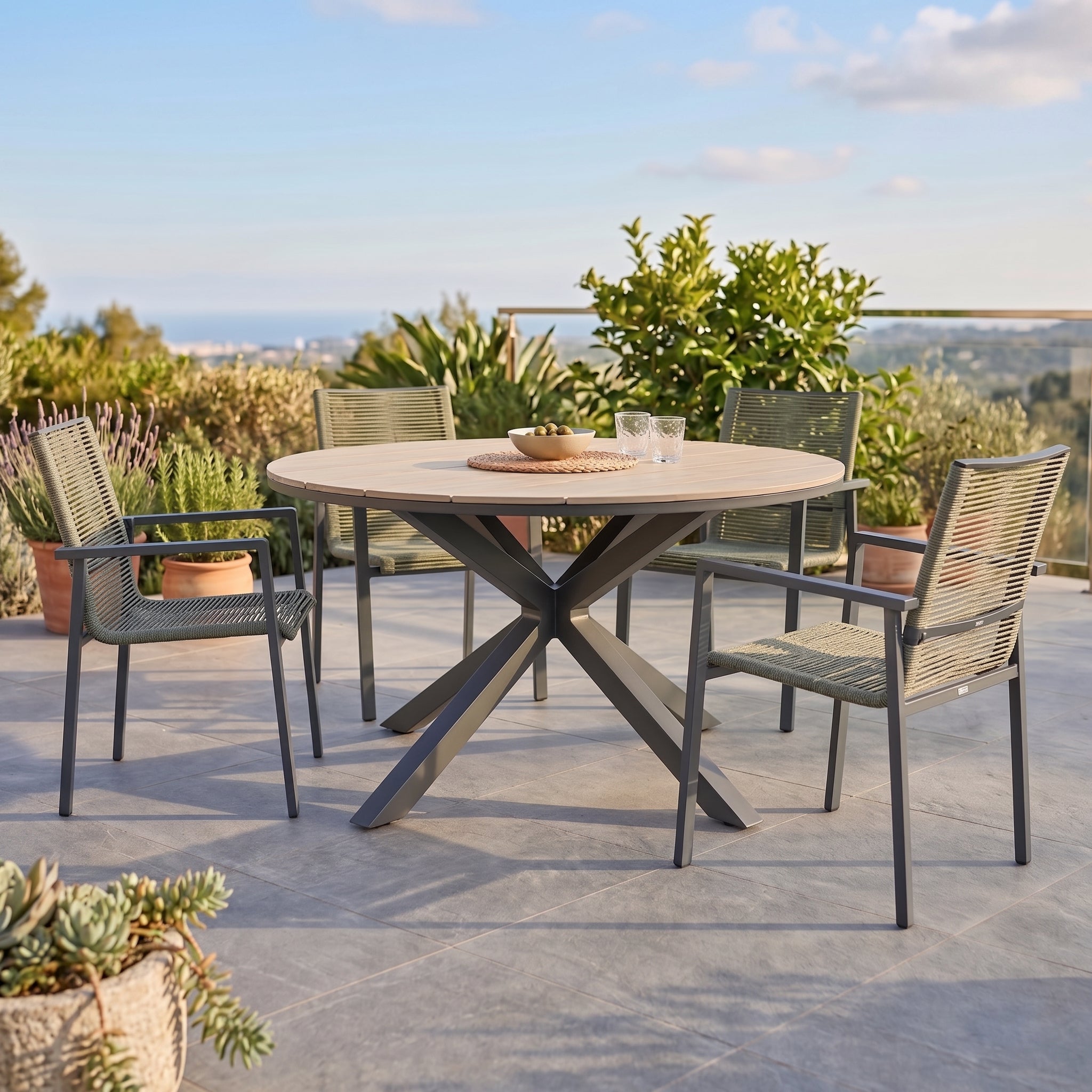 5 tlg Garten-Set Volterra &amp; Zoe in grün – Stilvoll genießen im Freien