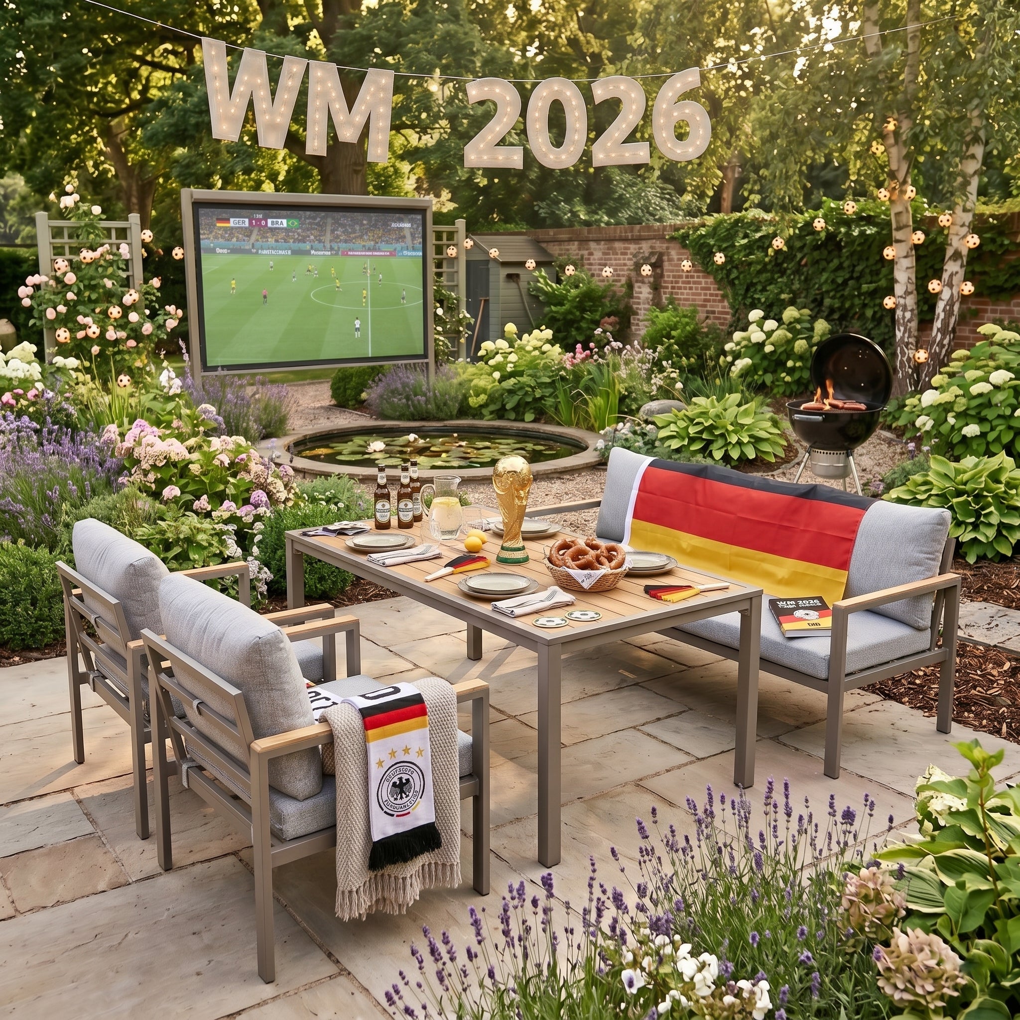 ⚽️ 🏆Unser WM Special! ⚽️🏆 Gartenmöbel Dining Lounge Set Capri Solace XL / Farb-Ausführung mocca / mousse