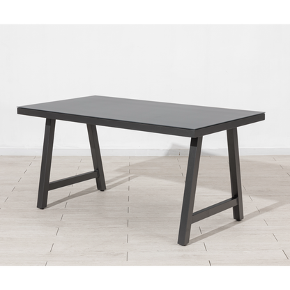 Aluminium Dining Tisch York 150 x 80 x 74 cm mit Strukturglasplatte