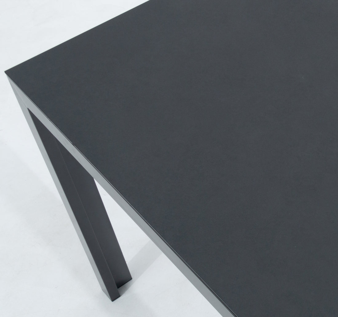 ☀️Summer Deal !☀️ Aluminium Dining Tisch Luna Nebula 150 x 80 x 74cm in anthrazit / Dekorglas Tischplatte