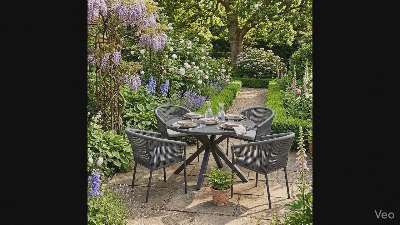 Gartenmöbel Set / Essgruppe Manhattan bestehend: 4 x Stapelsessel &amp; 1 x Tisch rund Ø120cm