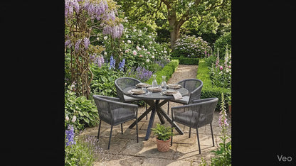 Gartenmöbel Set / Essgruppe Manhattan bestehend: 4 x Stapelsessel &amp; 1 x Tisch rund Ø120cm