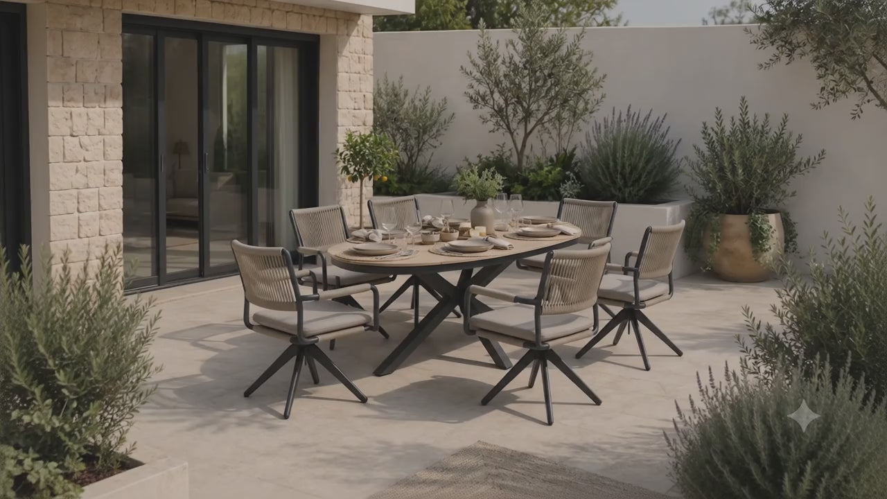 SUMMER SALE ☀️⛱️🏝️  Essgruppe / Dining Set CORDA kombiniert mit dem VOLTERRA Design-Tisch